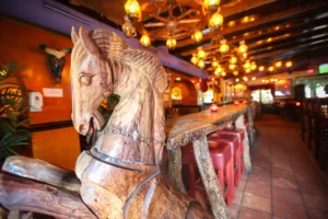 Wood horse sculpture decor